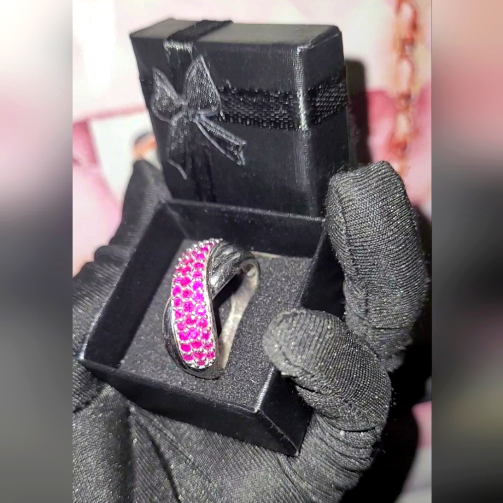 1.3CT GENUINE RUBY STERLING SILVER 925 CNA  CROSSOVER RING SIZE 11 FROM THAILAND